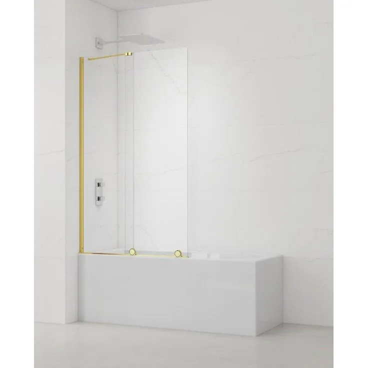 SAT Walk-In Xmotion Badewannenabtrennung, 2-teilig, Schiebetür 150x117,5 cm, gold
