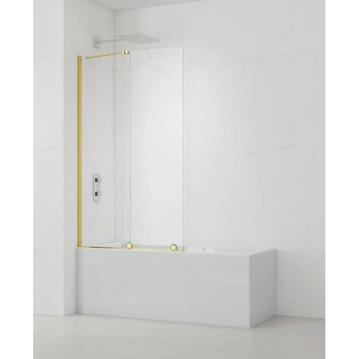 SAT Walk-In Xmotion Badewannenabtrennung, 2-teilig, Schiebetür 150x117,5 cm, gold