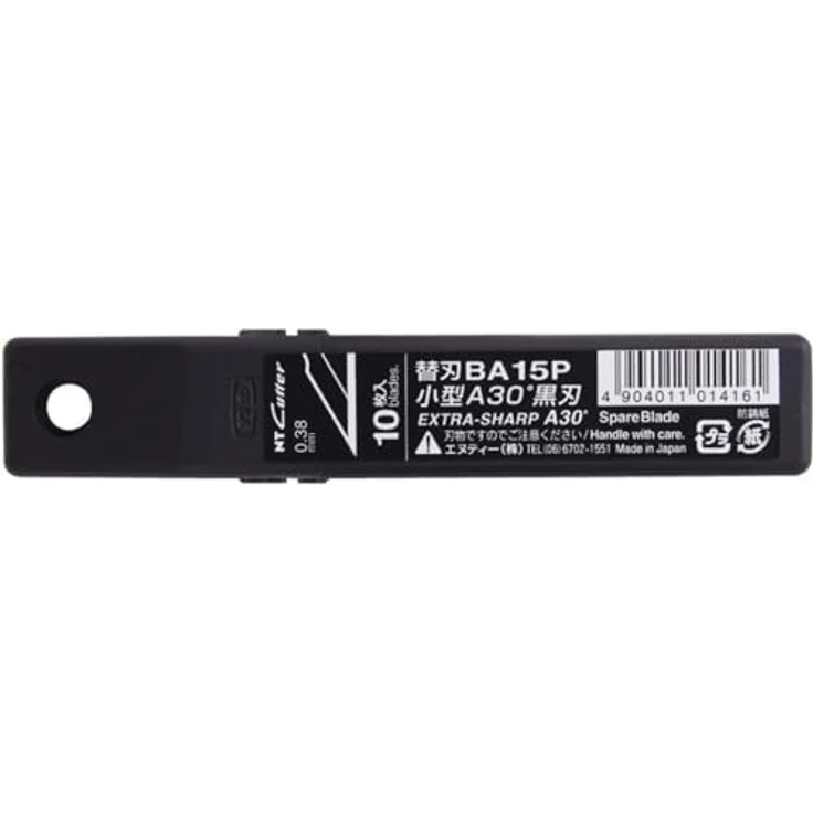 NT Cutter BA15P, Extrascharfe Präzisionsklingen, 9 mm, 30 Grad, Schwarz, 10 Klingen/Packung – Bild 1