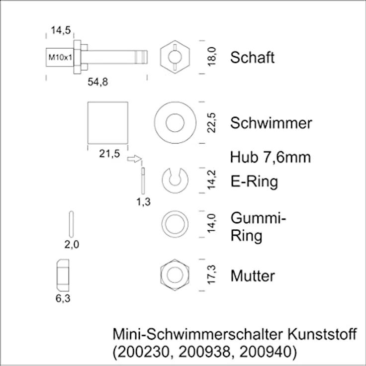 Elektrotechnik Schabus Mini-Schwimmerschalter 200940, Füllen/Leeren, 2,50 m, wartungsfrei, Kunststoff – Bild 3
