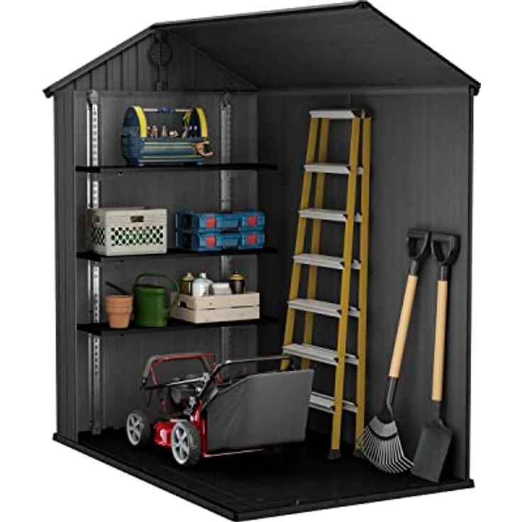 Keter Geräteschuppen Darwin 4x6 Grau Holzoptik  – Bild 6