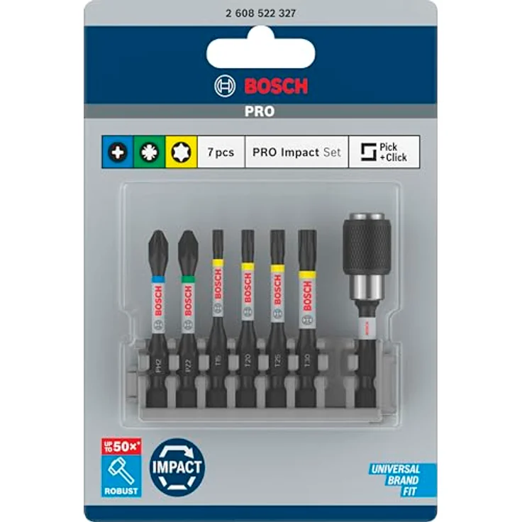 Bosch Professional 7tlg. Schrauber Bit Set (Impact Control, T-PZ-PH Bits, Länge 25 mm, Universalhalter Quick Release, Pick and Click) – Bild 3
