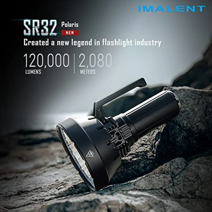 IMALENT SR32 LED Taschenlampe 120000 Lumen, Taschenlampe Led Aufladbar USB Type-C Extrem Hell Taschenlampen mit 6 Lichtmodi, IP56 Wasserdicht Taktische Torch für Camping Wandern Outdoor, SR32-DE – Bild 2