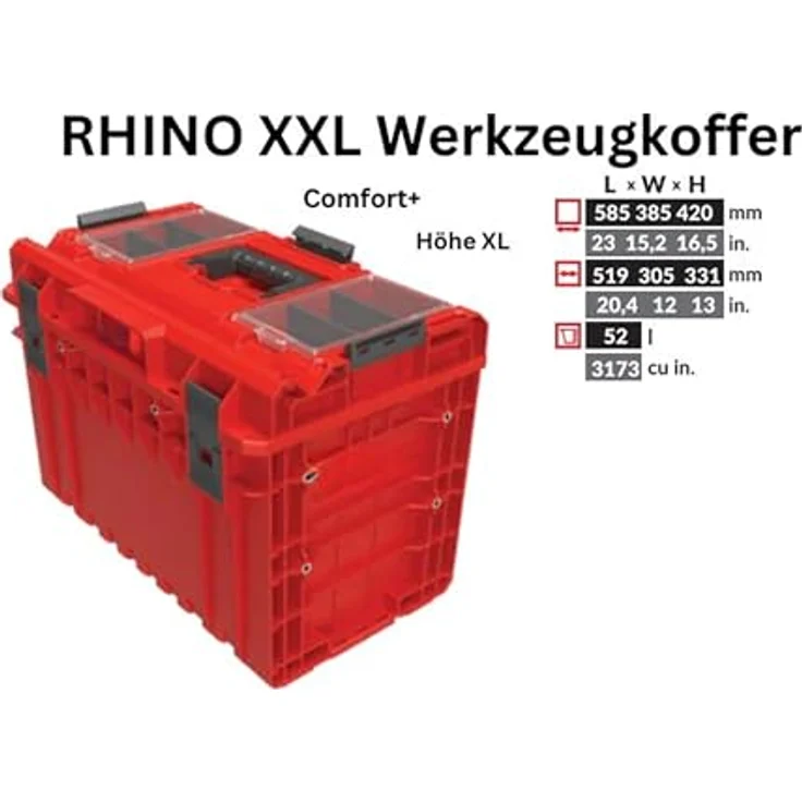 Toolbrothers RHINO XXL Werkzeugkoffer ULTRA Comfort+, 52 l IP66, herausnehmbare Trennwände, Höhe XL – Bild 5
