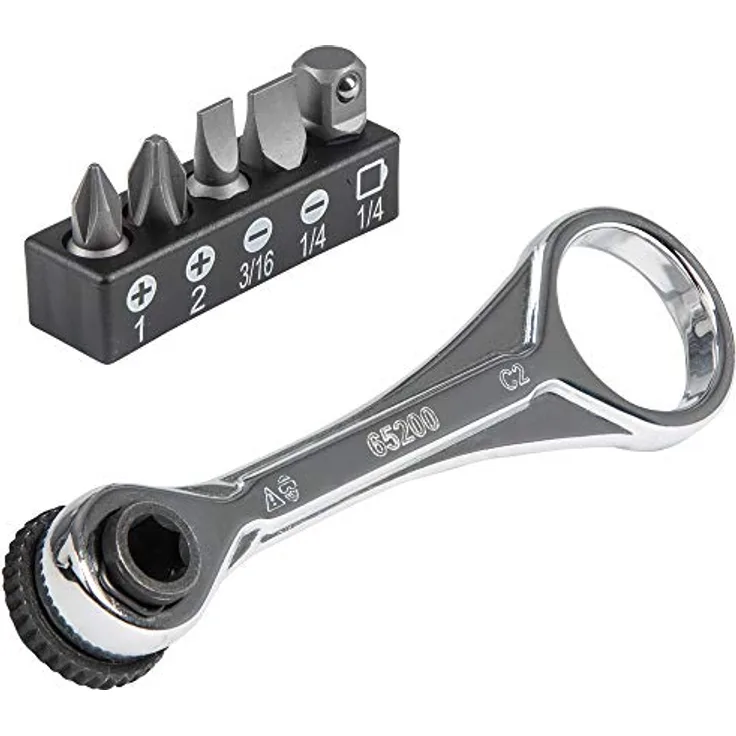 KLEIN TOOLS, 5-teiliges Mini-Ratschen-Set mit Kreuzschlitz, Schlitz und Adapter für andere Steckdosengrößen, für enge Räume 65200