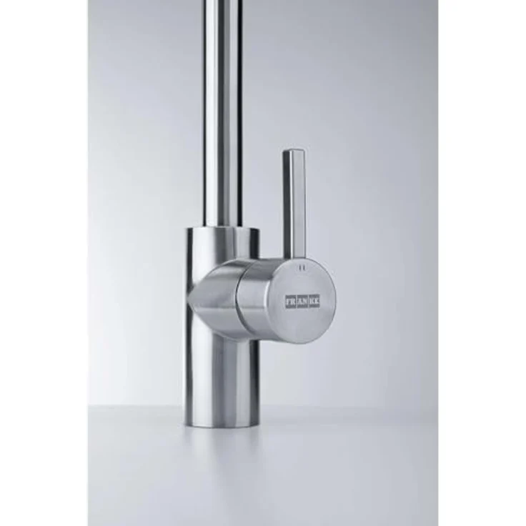 FRANKE Küchenarmatur, Einhebelmischer mit umstellbarem Wasserstrahl, 180° Schwenkbereich, Laminar Perlator, Edelstahl – Bild 6