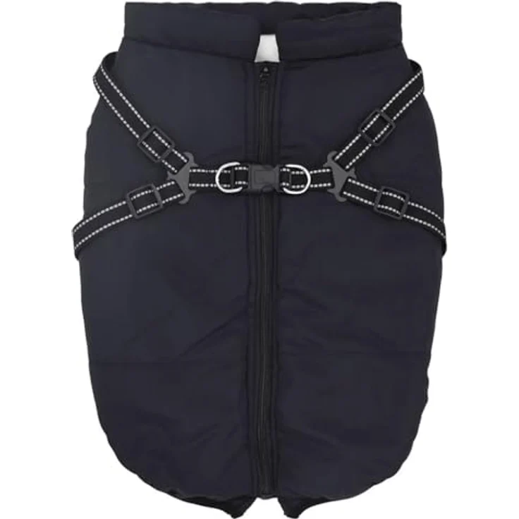 vidaXL Hundemantel Hundemantel mit Geschirr Wasserdicht Marineblau 3XL, verstellbares Geschirr, wasserdicht, Reflexstreifen – Bild 2