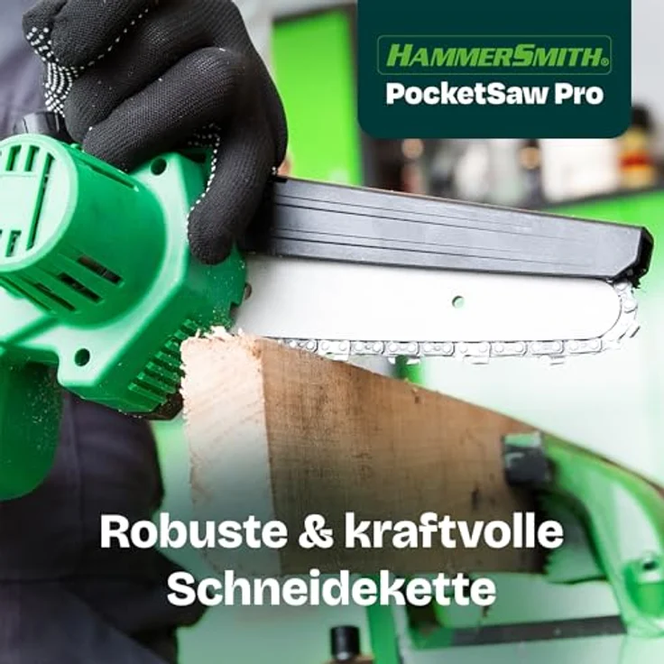 Hammersmith PocketSaw Pro, Akku-Mini-Kettensäge mit 20V Lithium-Ionen-Akku, kompakt und kabellos, präzise Schnitte bis 15 cm – Bild 5