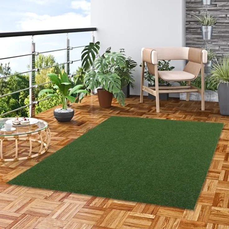 Snapstyle Komfort Kunstrasen Rasenteppich mit Noppen Kingston Grün Mix in 19 Größen, 100% Polypropylen, ca. 7,5 mm Gesamthöhe, 1100 gr. pro m² – Bild 2