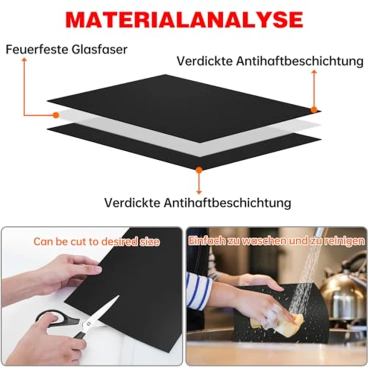 SPGOOD BBQ Grillmatte, Antihaft Grillplatte, PFOA-frei, 4er Set, 50x40 cm, für Gasgrill und Holzkohlegrill, hitzebeständig bis 260 °C – Bild 3