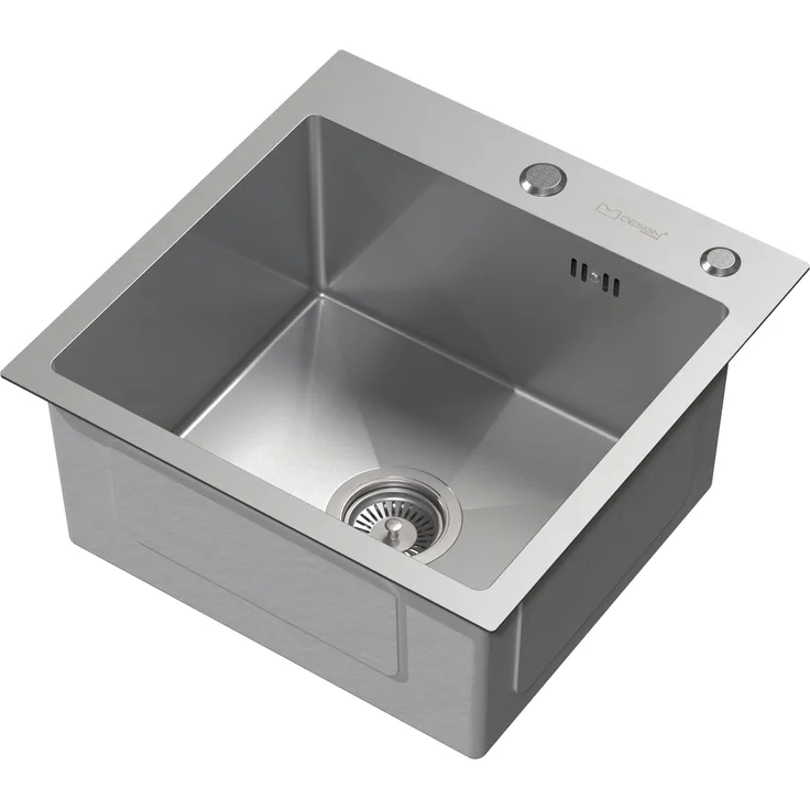 ML-Design Edelstahl Einbauspüle 45 x 45 cm mit Ab- und Überlaufgarnitur, Silber