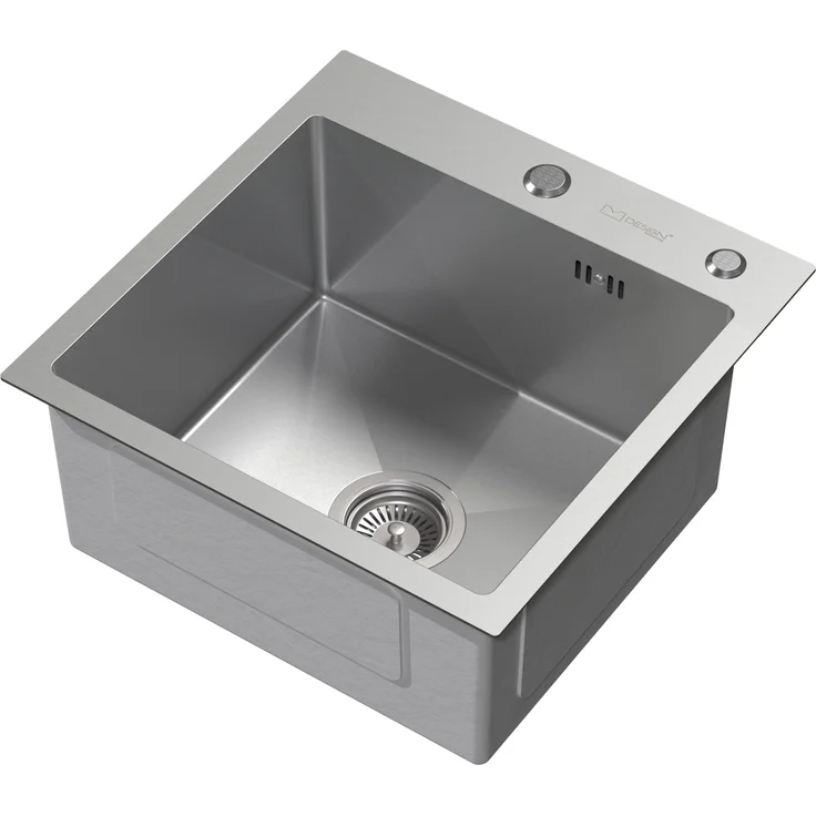 ML-Design Edelstahl Einbauspüle 45 x 45 cm mit Ab- und Überlaufgarnitur, Silber