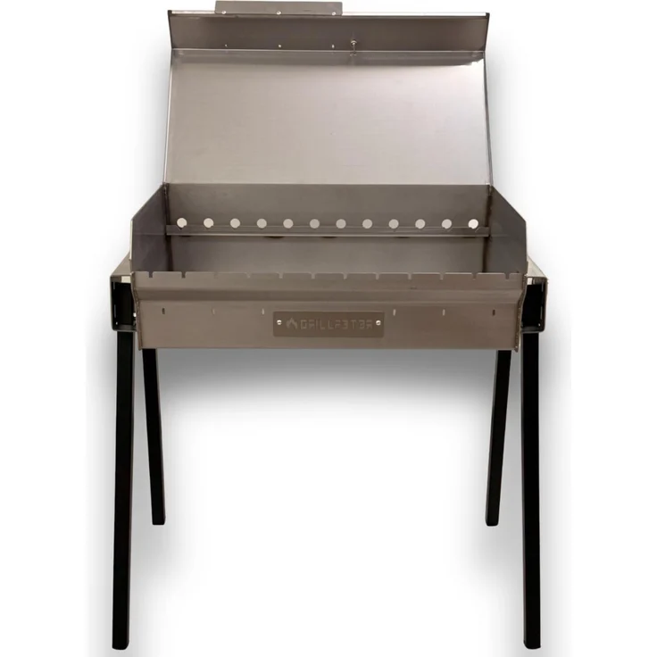 Grillpeter Mangal Bulat 70 Schaschlikgrill, 3mm Edelstahl mit Edelstahldeckel und integriertem Thermometer