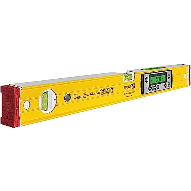 STABILA Elektronik-Wasserwaage TECH 196M DL - digitale Wasserwaage wasser- und staubdicht nach IP 67, 2 Digital-Displays, kalibrationsfrei mit Tasche, 61 cm – Bild 1