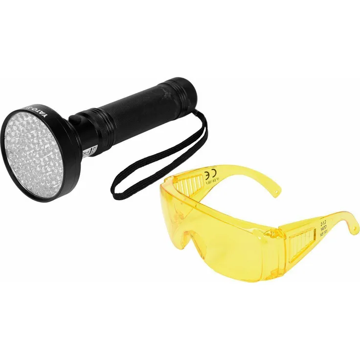 Yato UV 100 LED-Taschenlampe, hochintensive UV-Beleuchtung mit 100 LEDs, Aluminiumgehäuse, tragbar (19,50 cm)