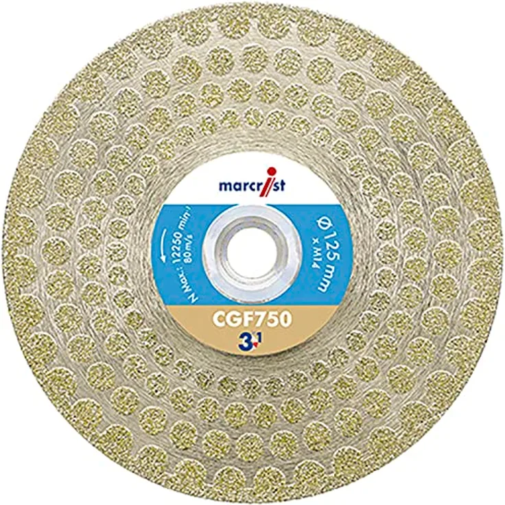 Marcrist Diamant Trenn-Schleifscheibe CGF750, 125 mm 3in1 für Fliesen, Granit, Marmor und Schiefer, M14 Flansch