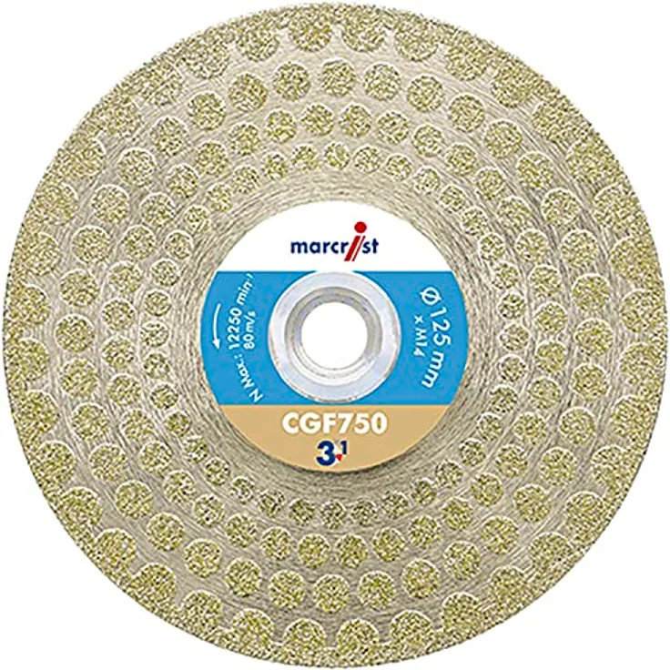 Marcrist Diamant Trenn-Schleifscheibe CGF750, 125 mm 3in1 für Fliesen, Granit, Marmor und Schiefer, M14 Flansch – Bild 1