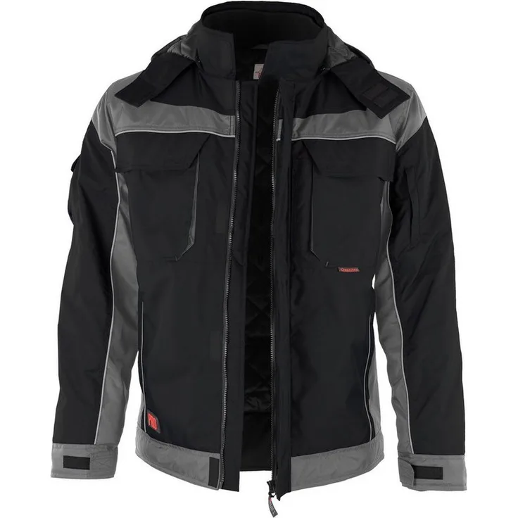 "Qualitex Workwear Arbeitsjacke wetterfeste PROfi Outdoorjacke - wärmende Arbeitsjacke mit 8 Taschen, schwarz"