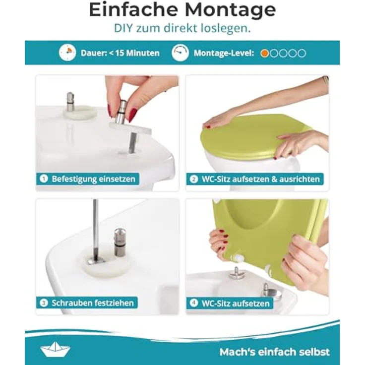 Calmwaters WC Sitz Premium 26LP6228, Oliv-Moosgrün mit Absenkautomatik, antibakteriell, abnehmbar, Duroplast, 250 kg Tragkraft – Bild 2