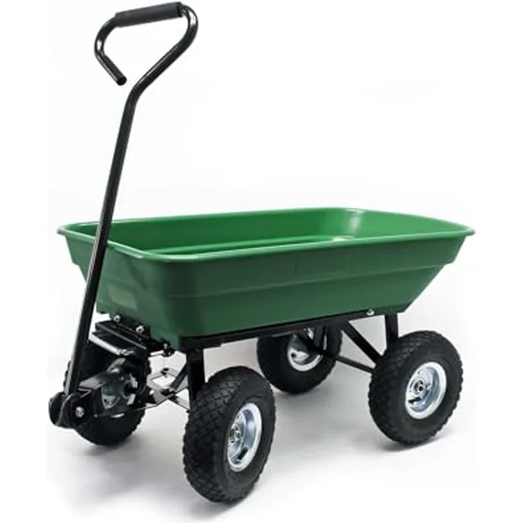 Wiltec Gartenwagen mit Kippfunktion, Handwagen für bis zu 200 kg, 50 l Volumen, ideal für Rasen, Kies und Schlamm