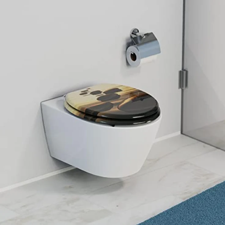 Schütte MDF WC-Sitz Sea Stone, langlebiger Toilettendeckel mit hygienischer Oberfläche und einfacher Montage – Bild 5