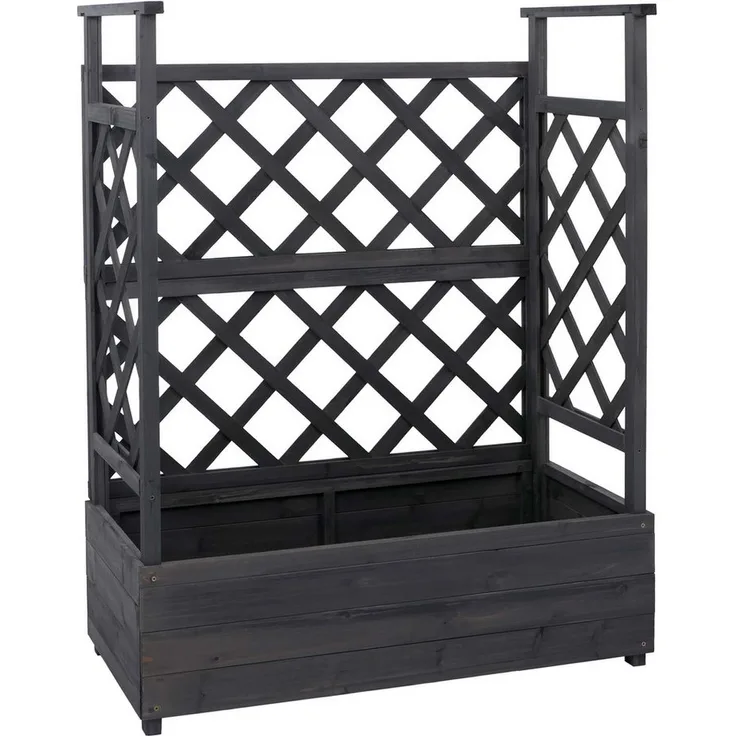 MCW Hochbeet MCW-P67, Pflanzkasten aus Nadelholz mit integriertem Spalier für Kletterpflanzen, natürliches Design