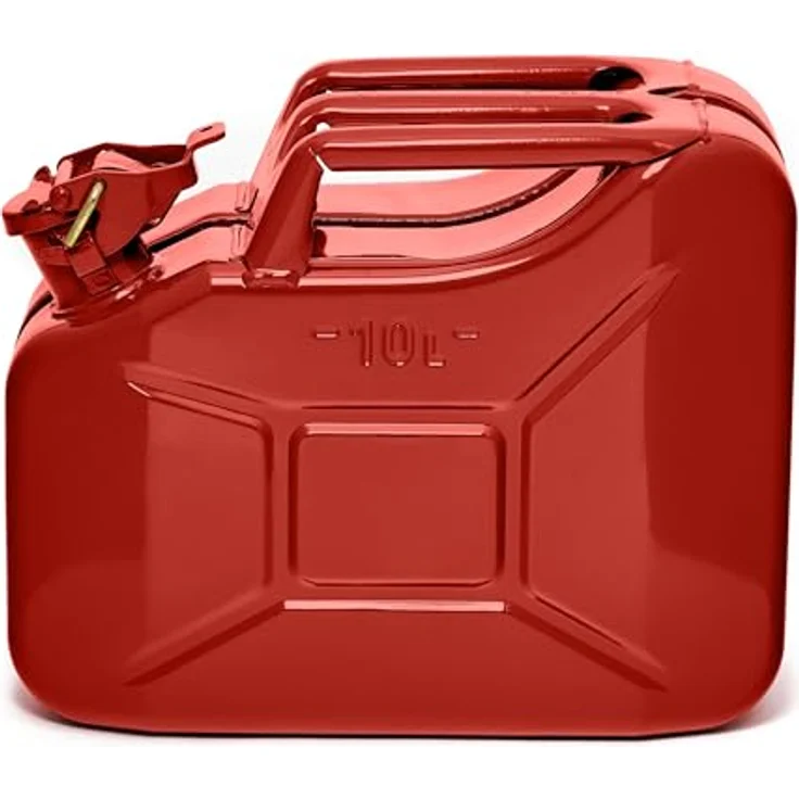 BW® Kraftstoffkanister Metall Benzinkanister 10 Liter - Rot - TÜV-geprüft, UN-Zulassung - Made in Europe, pulverbeschichtet, große Ausgießer – Bild 4