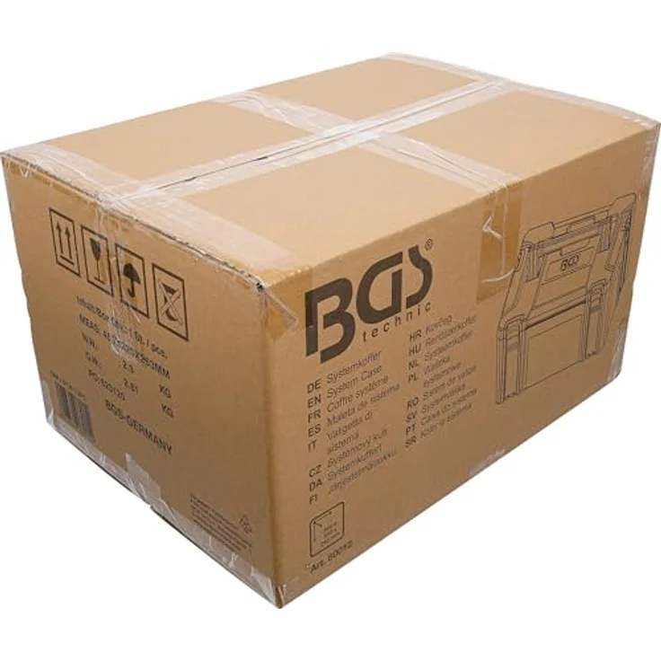 BGS TECHNIC Systemkoffer Größe L, robuster Aufbewahrungskoffer aus ABS-Kunststoff mit klappbarem Aluminium Tragegriff und 4 Schnappschlössern – Bild 10