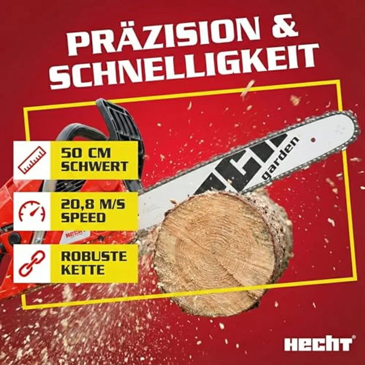 HECHT Kettensäge Benzin 62, 4 PS Motorsäge mit 50 cm Schwertlänge und verstellbarer Kettenölung – Bild 4