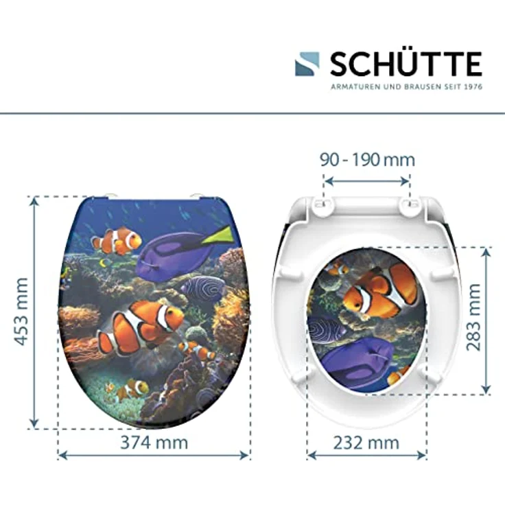 Schütte WC-Sitz Sea Life Duroplast, mit Absenkautomatik & Schnellverschluss, Motivdruck – Bild 5