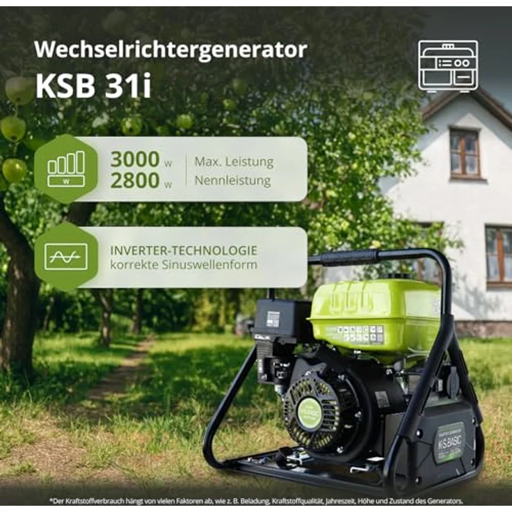 Könner & Söhnen Inverter Generator KSB 31i, 3,0 kW, kompakt und mobil mit 100 % Kupferwicklung – Bild 2