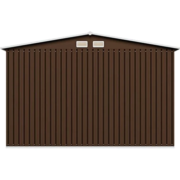 vidaXL Geräteschuppen mit 4 Entlüftungsöffnungen Schiebetür Gerätehaus Gartenhaus Schuppen Gartenschuppen Braun 257x205x178cm Stahl – Bild 5