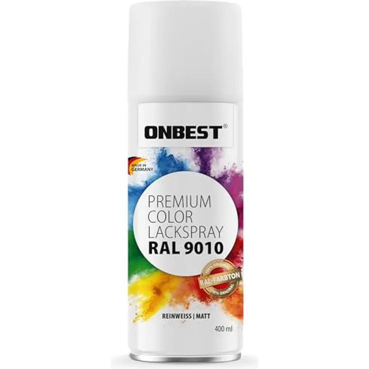 Onbest PREMIUM Lackspray 400 ml, Hochpigmentiert, Witterungsbeständig, Schwarz Matt (RAL 9005), Made in Germany