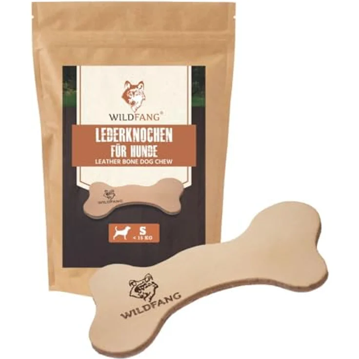 Wildfang® 1 Lederknochen Hund, Größe S – Natürliches Kauspielzeug aus Fettleder für Zahnpflege & Stressabbau, langlebig und sicherer Hundesnack aus EU-Rindsleder für alle Rassen – Bild 1