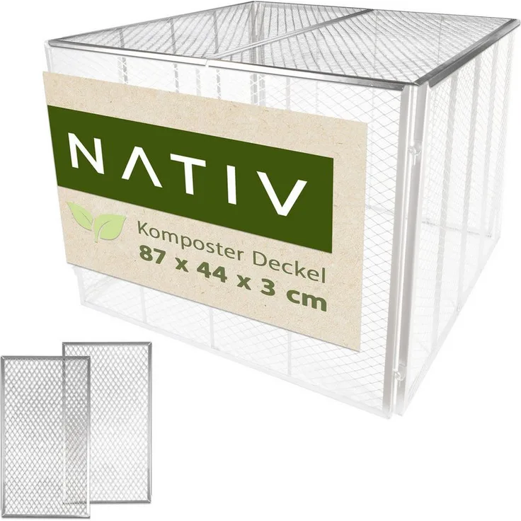 NATIV Komposter Deckel für Metallkomposter 80x80 cm, 2er Set aus verzinktem Stahl, korrosionsbeständig, flexible Abdeckung, verschiedene Größen erhältlich