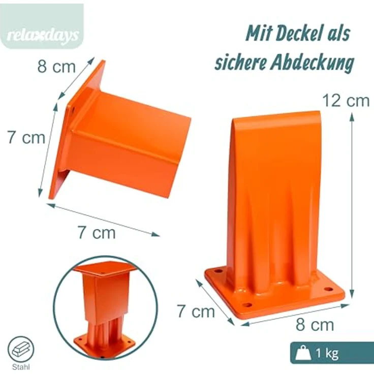 relaxdays Holzspalter Manueller Holzspalter, Stahl Konstruktion, orange, kompakte Maße, sicherer Stand mit Befestigungsmöglichkeiten – Bild 4