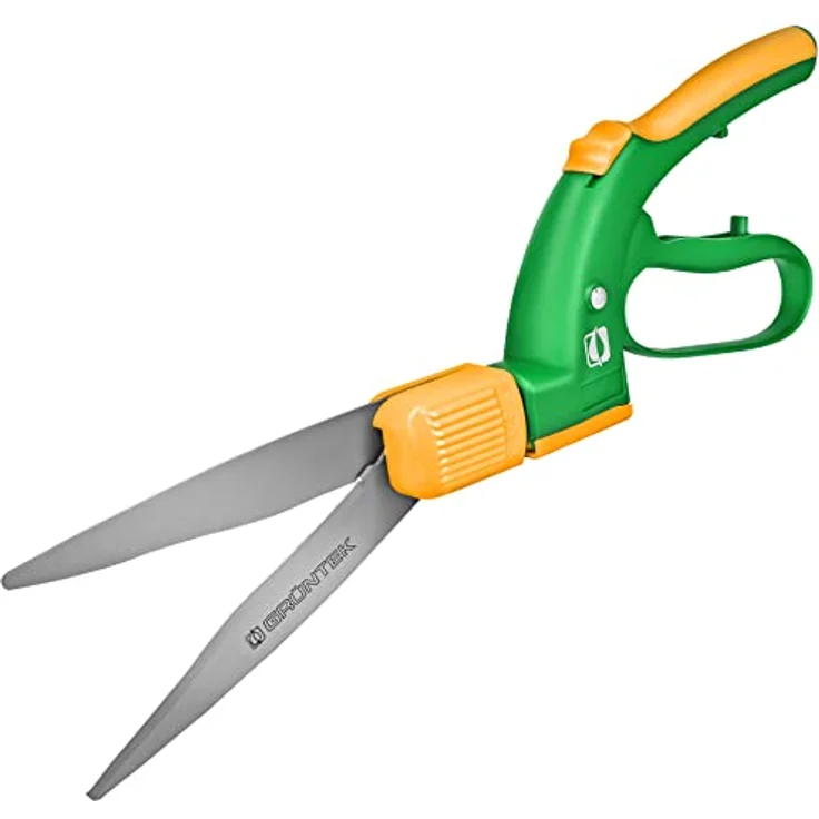 GRÜNTEK SEGLER Teflon Rasenschere, 360° drehbarer Schneidekopf, 380 mm, ergonomische Griffe, Anti-Haft beschichtete Klingen, Grasschneider mit Handschutz – Bild 1