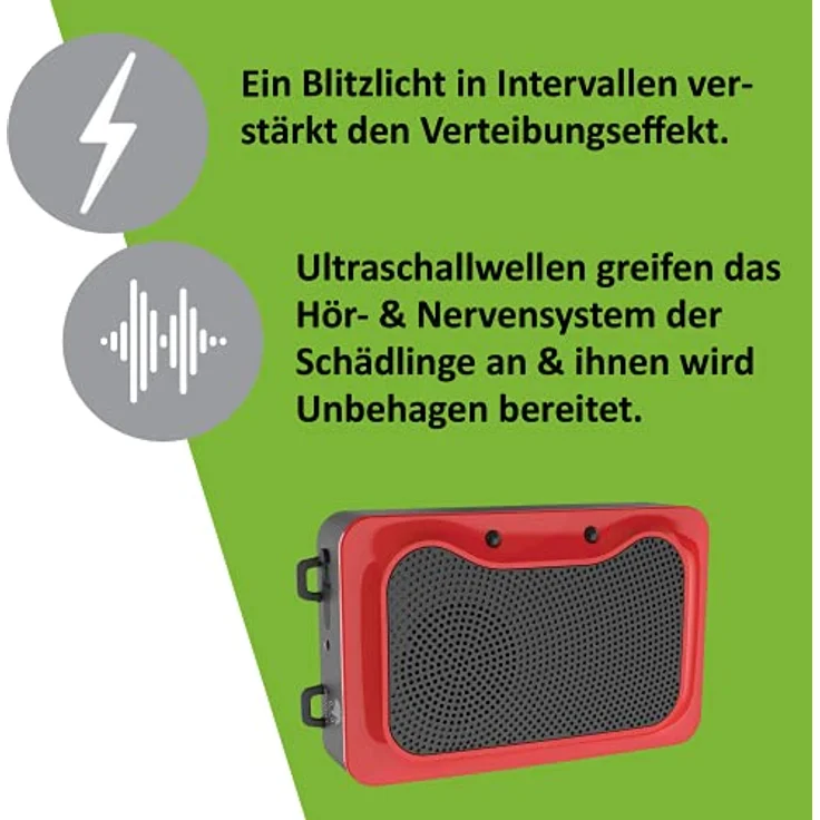 ISOTRONIC Marderschreck Blitz mit Licht/LED Blitzlichtfunktion und Ultraschall für Haus, Garage und Dachboden - Neu: Sensor-Schalter - vertreibt Marder, Mäuse, Ratten Siebenschläfer (3) – Bild 4