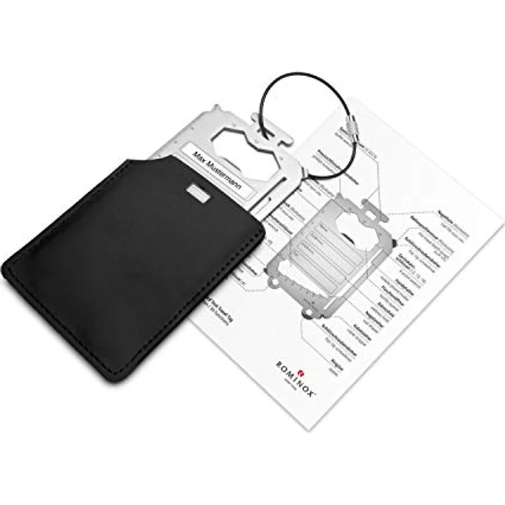 ROMINOX Travel Tag – Multifunktionaler Kofferanhänger mit 30 Werkzeugfunktionen, Edelstahl inkl. Etui & Funktionsbeschreibung – Bild 2