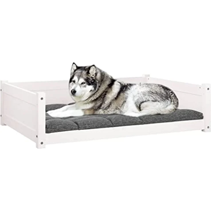 vidaXL Hundematratze, Massivholz in Weiß, 105,5 x 75,5 x 28 cm (B x T x H) – Bild 5