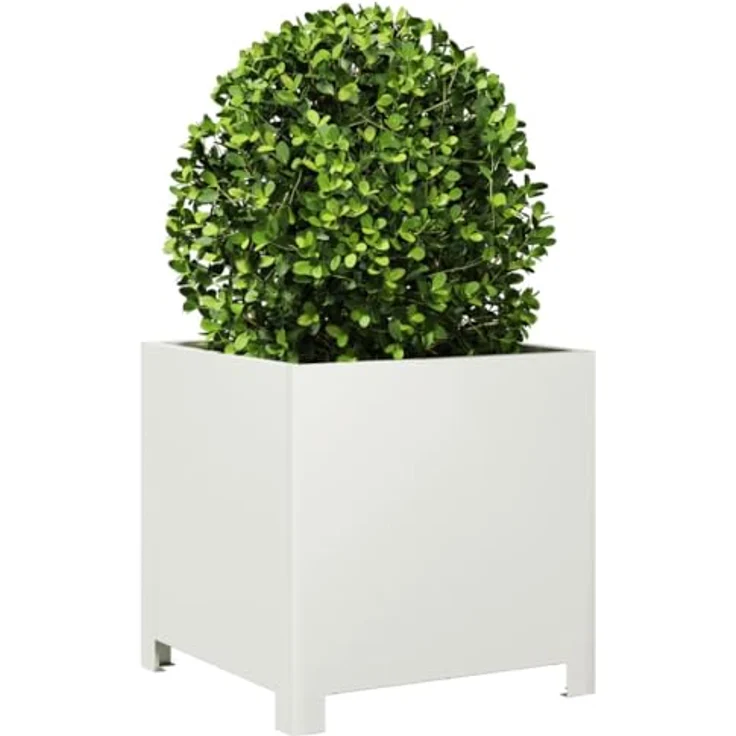 vidaXL Pflanzkübel Weiß 40x40x40 cm Stahl - Rostbeständig, Stabil und Vielseitig – Bild 3