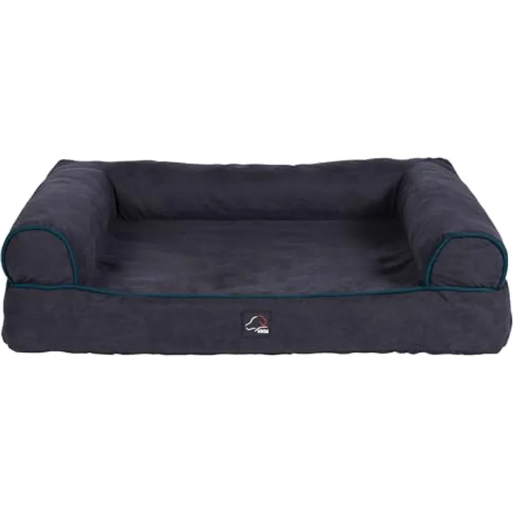 HKM ANAM Cara Hundesofa Dunkelblau/Petrol L - Bequemes Hundebett mit strukturiertem Stoff