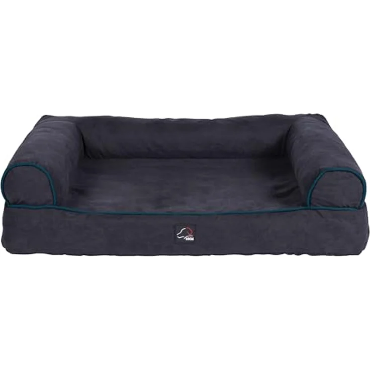 HKM ANAM Cara Hundesofa Dunkelblau/Petrol L - Bequemes Hundebett mit strukturiertem Stoff