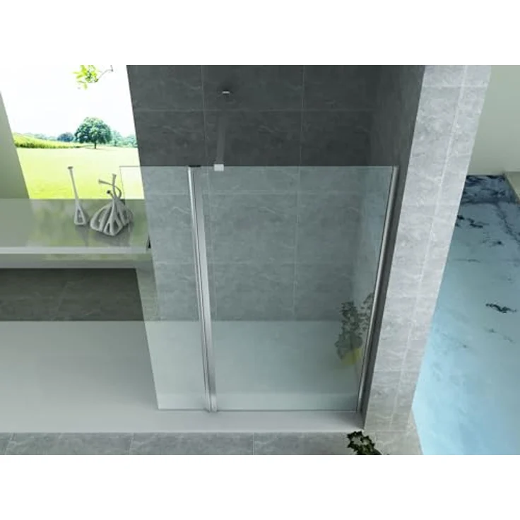 Belvit Duschwand BV-DW1-30, 200x30cm, 8mm ESG Glas mit Nanobeschichtung, umkehrbar, silberner Aluminiumrahmen – Bild 4