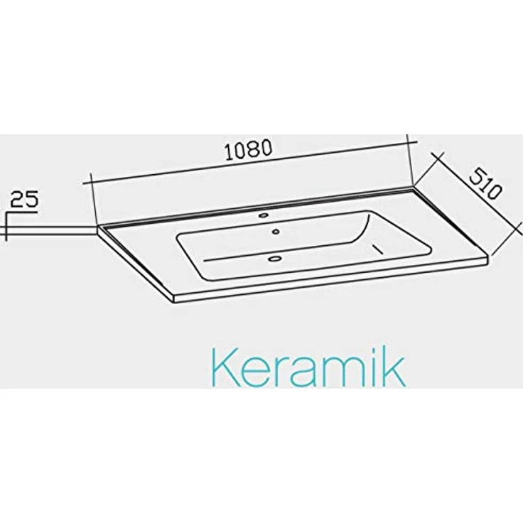 Pelipal Keramik-Waschbecken Trentino, 108 cm x 51 cm, kubische Form, weiß – Bild 3