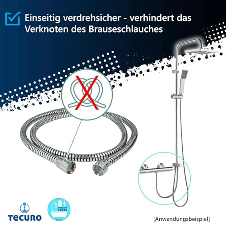 tecuro Brauseschlauch Duschschlauch "ROYAL", 125 cm, 1/2 Zoll Drehkonusmutter x 1/2 Zoll Rändelmutter, metalleffekt, Made in Germany, inkl. Dichtungen – Bild 5