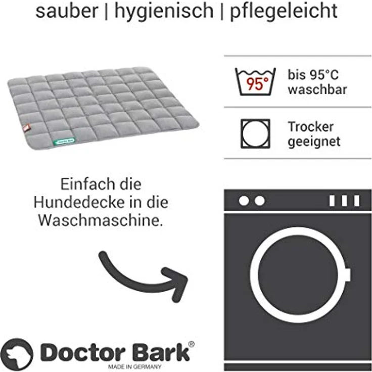 Doctor Bark Hundedecke - weiche, hochwertige Hundematte für mittlere Hunde, robuste Indoor - Outdoor Liegedecke, waschbar bis 95°C (Gr. M, Hellgrau) – Bild 5