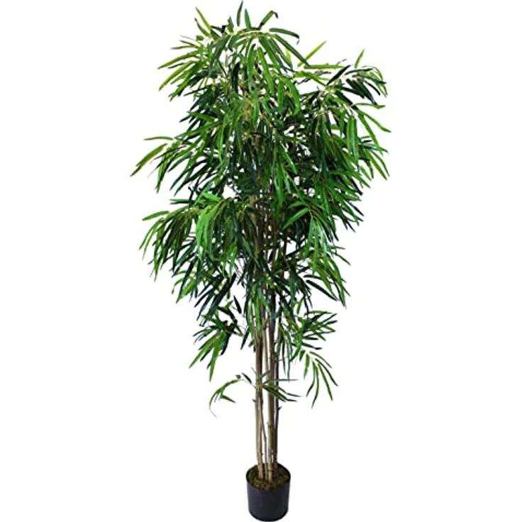 Arnusa Großer künstlicher Bambus 190 cm Deluxe Kunstpflanze mit Naturbambusstämmen, künstliche Pflanze Sichtschutz Raumtrenner in realistischer Bambusimitation – Bild 1