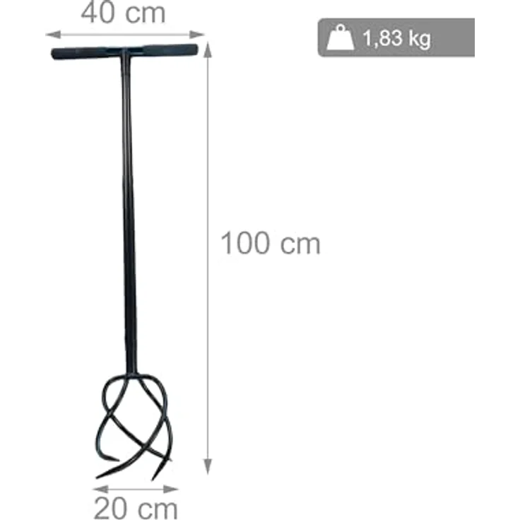 relaxdays Kultivator Gartenkralle mit Stiel, 20 cm Arbeitsbreite, schwarz, mit 4 spiralförmigen Zinken zur effektiven Bodenbearbeitung und Unkrautentfernung – Bild 4