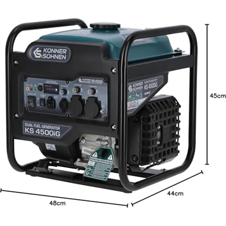 KÖNNER & SÖHNEN Stromerzeuger KS 4500iG, Hybrid Inverter 4.5kW (Benzin/LPG), Dual Fuel, Reine Sinuswelle, 13L Tank, Eco-Modus, 230V Anschlüsse – Bild 7